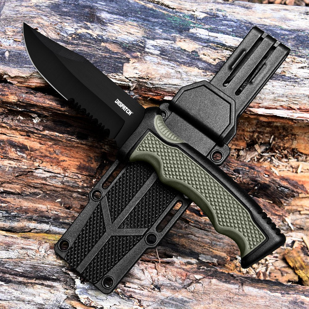 4.2" Hunting Tactical Knife, Fixed Blade Camping Knife with K-Sheath, Rubber ABS Handle for Outdoor