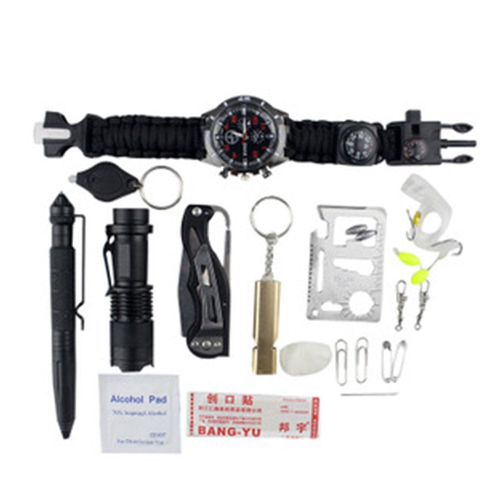 16 Piece Outdoor Emergency Equipment Kit-Survival Gear Sets