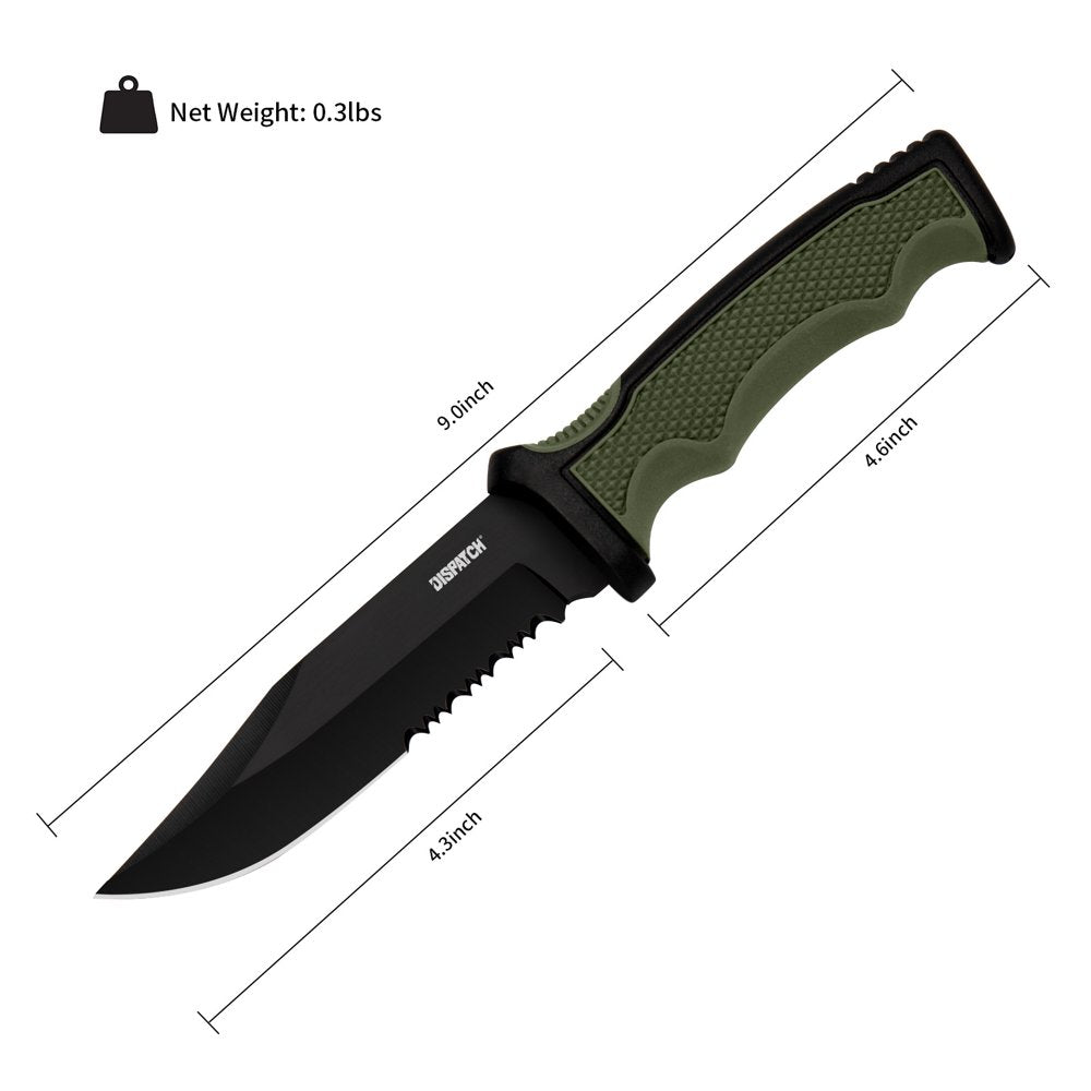 4.2" Hunting Tactical Knife, Fixed Blade Camping Knife with K-Sheath, Rubber ABS Handle for Outdoor