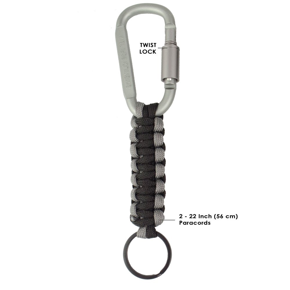 Utility Tactical Carabiner with Paracord, Black and Tan