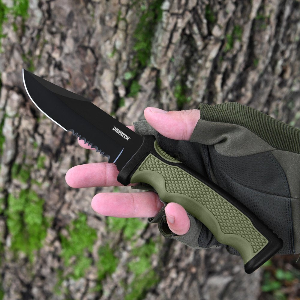 4.2" Hunting Tactical Knife, Fixed Blade Camping Knife with K-Sheath, Rubber ABS Handle for Outdoor