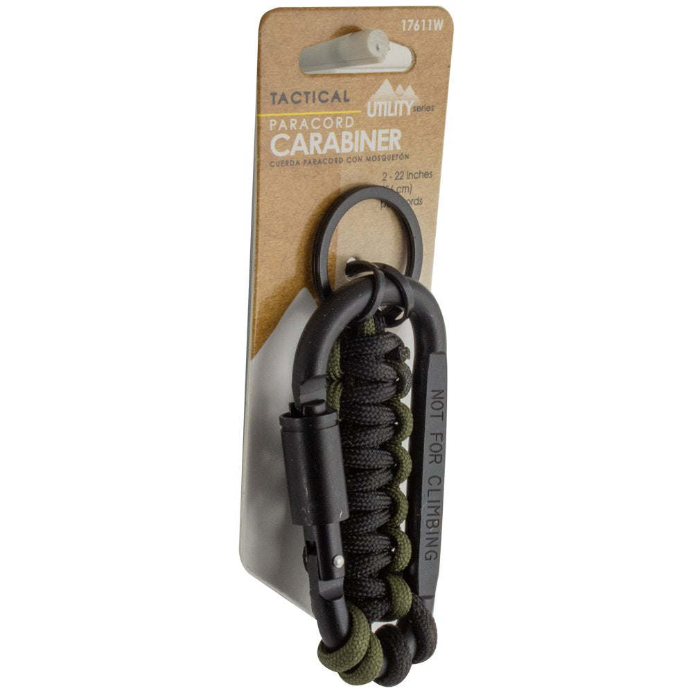 Utility Tactical Carabiner with Paracord, Black and Tan