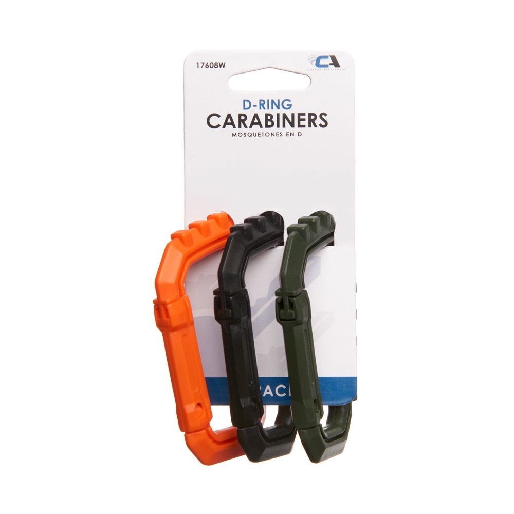 3-Pack Multicolor Tactical Plastic Carabiners Keychain