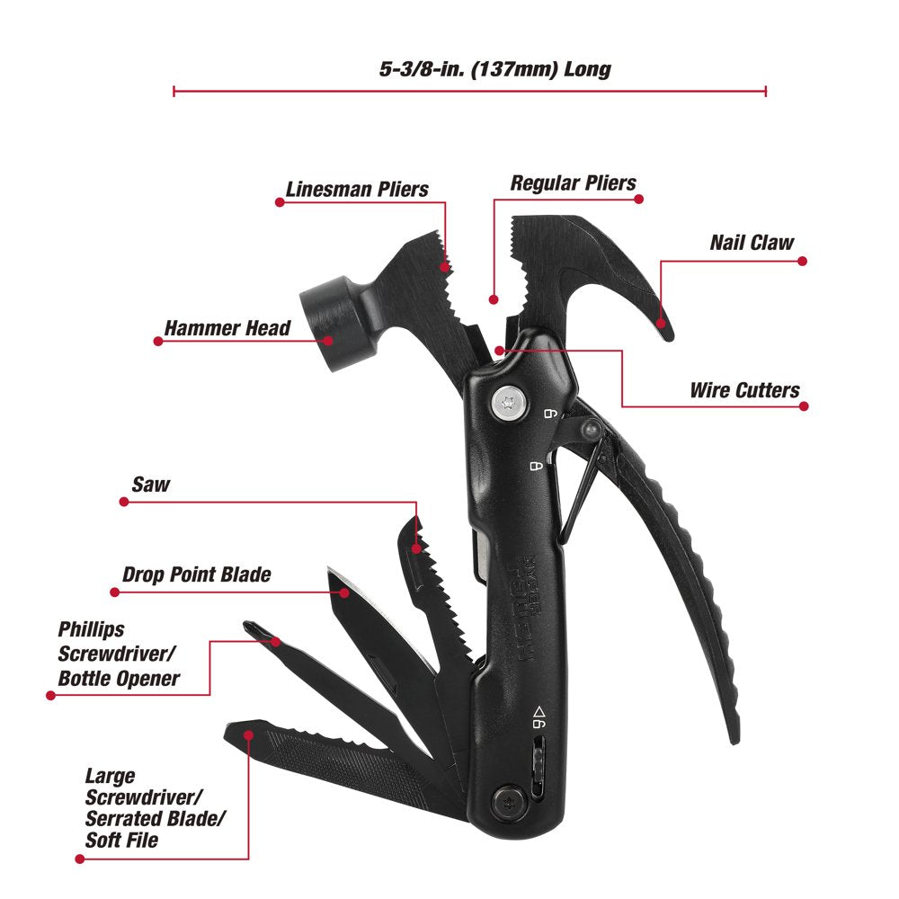 The Ultimate 12-In-1 Hammer Multitool in Sleek Black