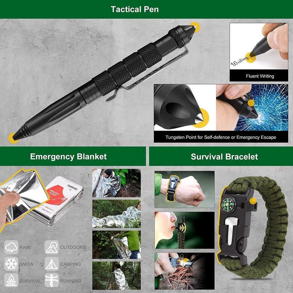 High Quality Perfect Gift Survival Gear Kit Camping Accessories 34 in 1 for Climbing Hiking Disaster Prep