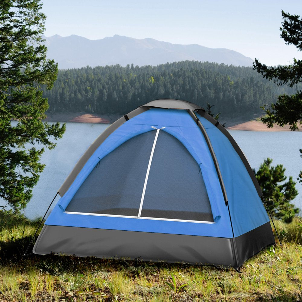 Adventure-Ready: 2-Person Camping Tent with Rain Fly, Carrying Bag, and Lightweight Design for Backpacking, Hiking, or Beach Trips (Blue)