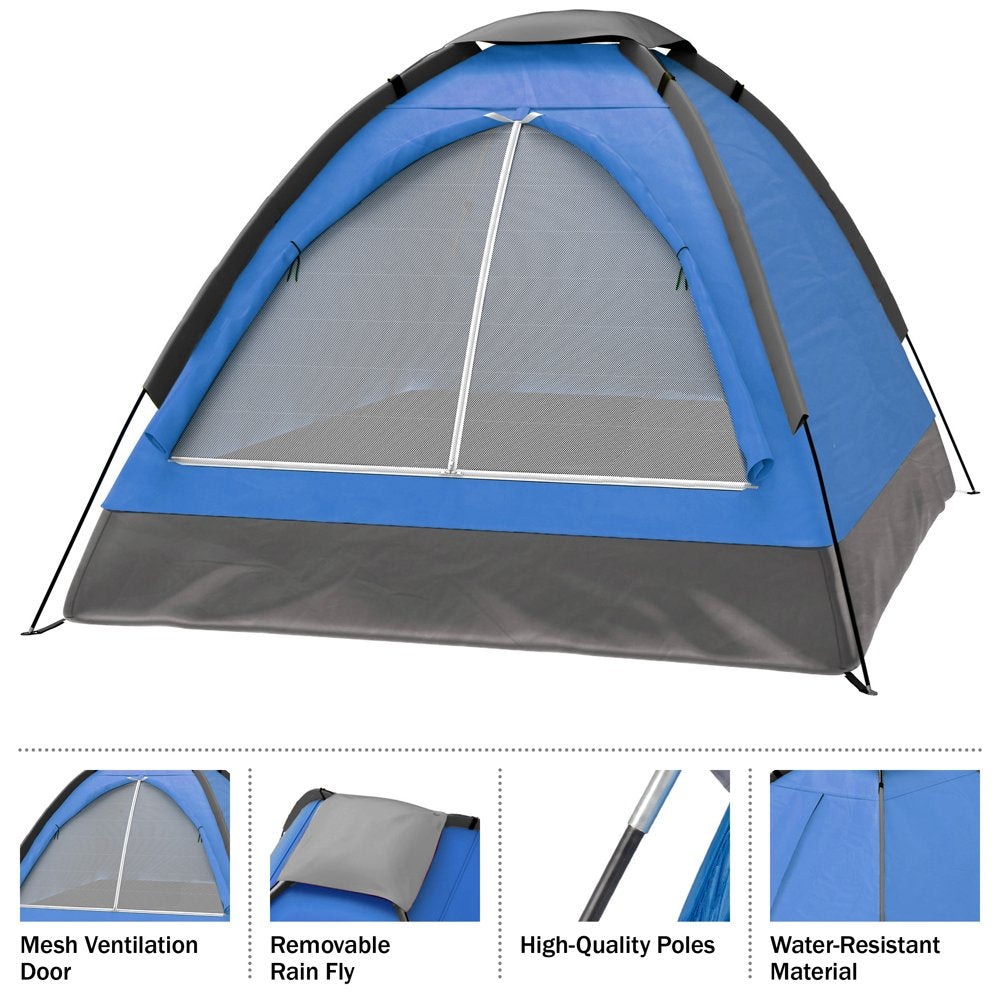 Adventure-Ready: 2-Person Camping Tent with Rain Fly, Carrying Bag, and Lightweight Design for Backpacking, Hiking, or Beach Trips (Blue)