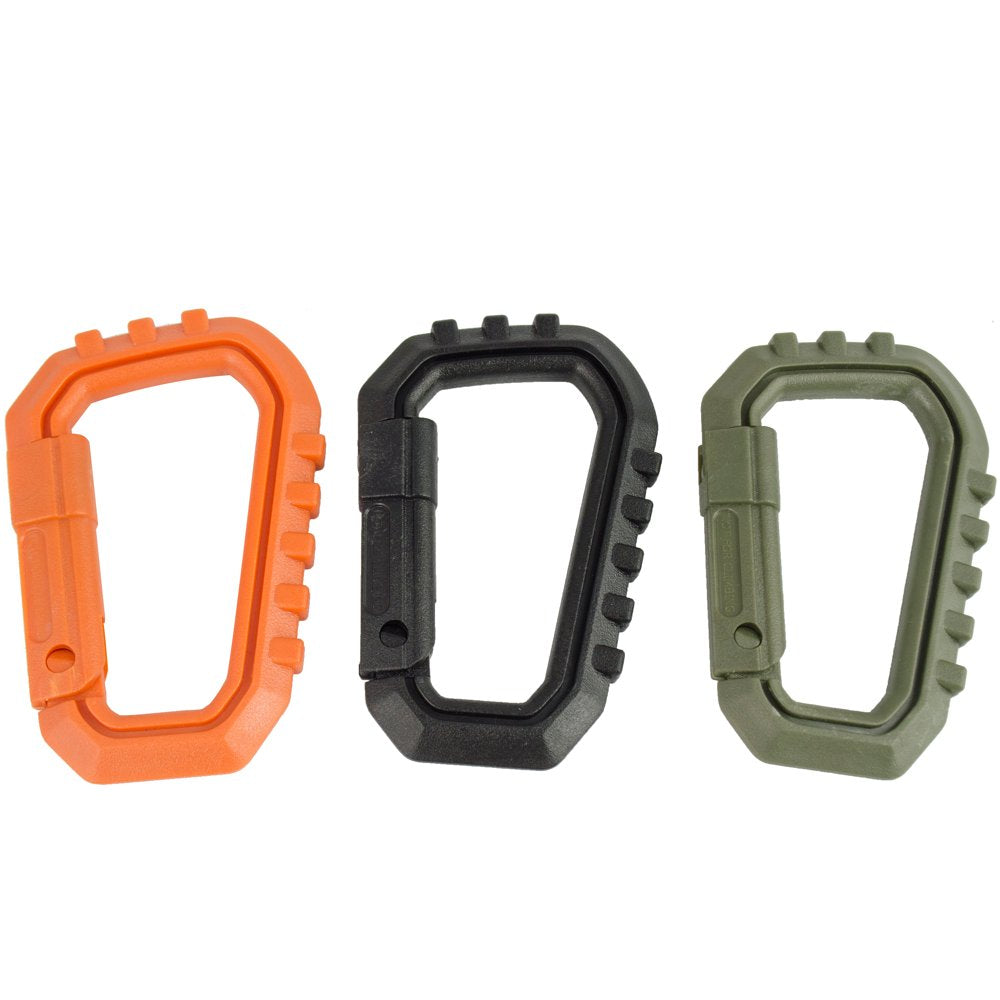 3-Pack Multicolor Tactical Plastic Carabiners Keychain