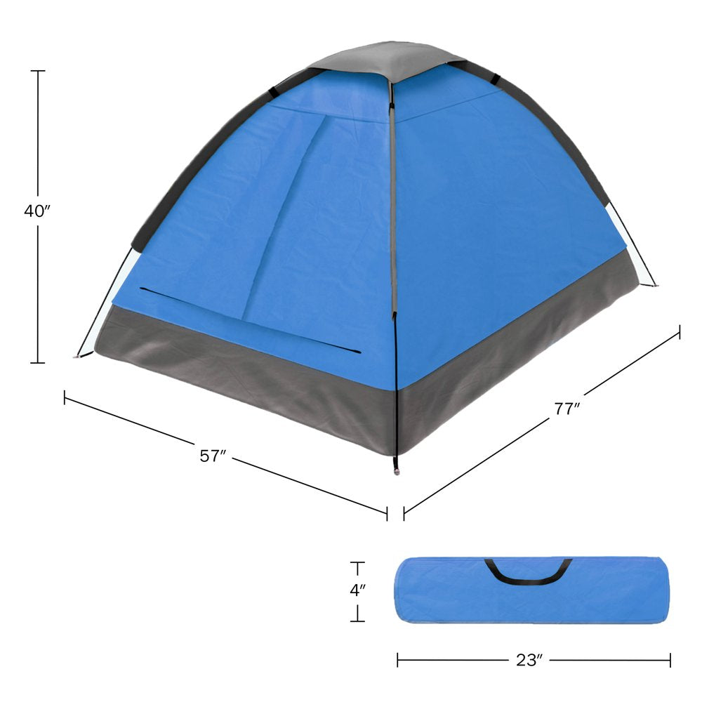 Adventure-Ready: 2-Person Camping Tent with Rain Fly, Carrying Bag, and Lightweight Design for Backpacking, Hiking, or Beach Trips (Blue)