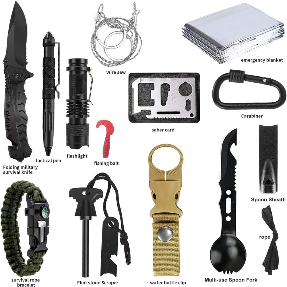 13 in 1 Survival Kit Gear Equipment for Emergency, Camping, Hiking, Wilderness, Disaster Preparedness