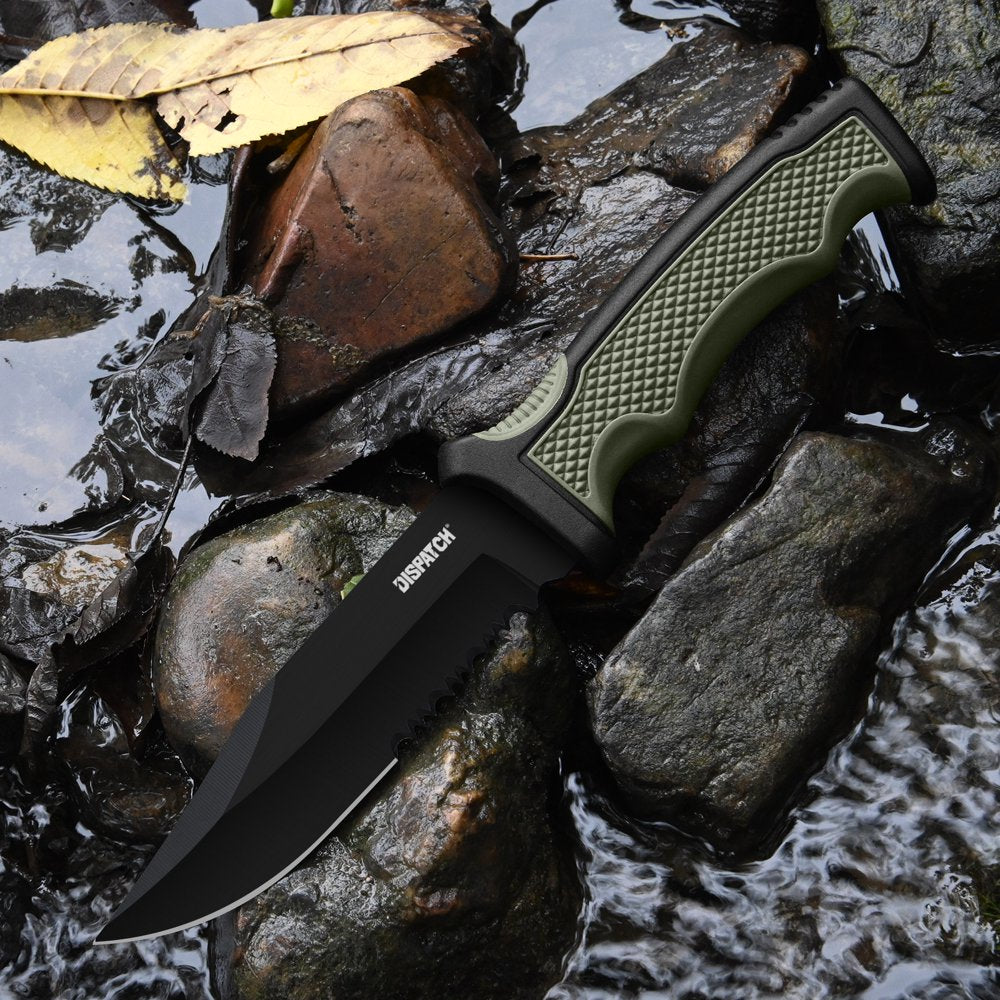 4.2" Hunting Tactical Knife, Fixed Blade Camping Knife with K-Sheath, Rubber ABS Handle for Outdoor