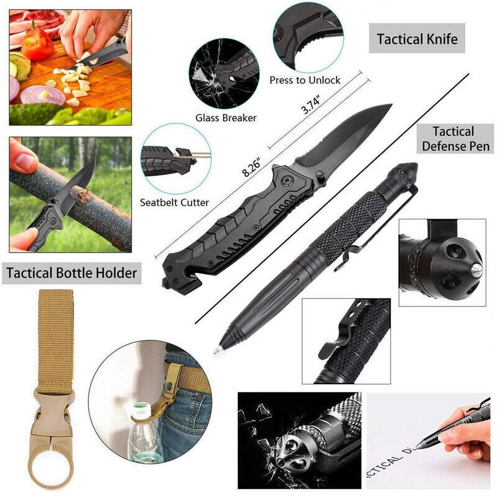 13 in 1 Survival Kit Gear Equipment for Emergency, Camping, Hiking, Wilderness, Disaster Preparedness