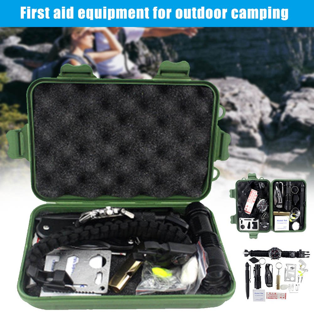 16 Piece Outdoor Emergency Equipment Kit-Survival Gear Sets